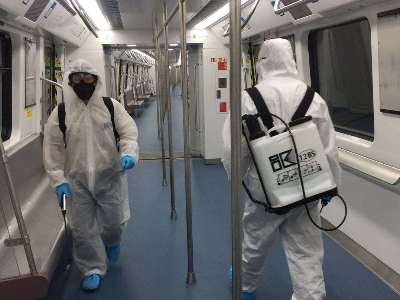沐鸣娱乐环保公司每天完成逾千列次地铁消毒作业